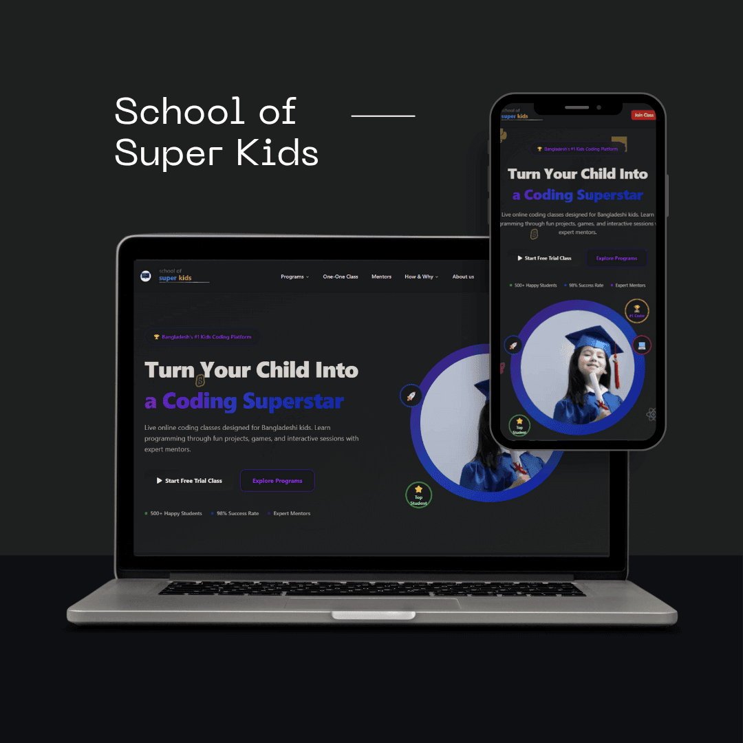 school of super kids website image